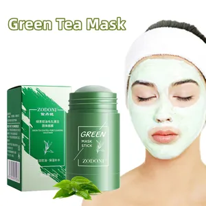 Masker Wajah alami teh hijau dan terong, masker wajah penghilang komedo, kosmetik wanita pemutih Pengontrol Minyak