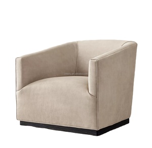 Lusso moderno italiano soggiorno mobili soggiorno sedia riparo braccio sedia in pelle-base in rovere - Product Image 6