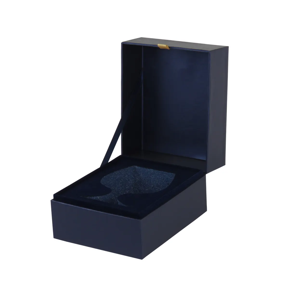 Logo personalizzato imitare la carta blu in pelle floccaggio tazza tazza confezione regalo in vetro singolo con inserto in schiuma