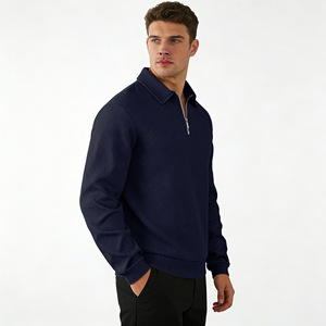 Men's Solid Color Zip Neck <b>Pullover</b> <b>Sweater</b> Long Sleeve Autumn Cotton Breathable Regular Fit Men's <b>Sweaters</b> - Product Image 2