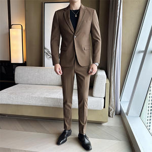 Jas dan Celana Gaya Italia Kustom Model Single Breasted Ukuran Besar Setelan Bisnis Kasual 2-Potong untuk Pria untuk Acara Pernikahan - Product Image 3