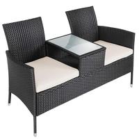 Chaise double de jardin en gros, mobilier d'extérieur, patio, rotin, osier, canapé d'amour avec table centrale pour jardin