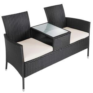 Wholesale Garden Double Chair <strong>Outdoor</strong> Furniture Patio Rattan Wicker <strong>love</strong> <strong>Seat</strong> with Center Table for Garden - Product Image 1