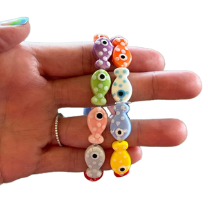 Perles en céramique colorées Go2boho, petites perles à pois, perles en argile blanche et bleue, évaluation tierce partie, bracelet DIY, bijoux, Chine - Product Image 3