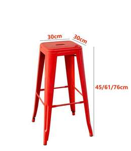 Minimalist Metal Retro Bar <b>Stool</b> Stackable Available Various Colors Eco-Friendly Durable Water Resistant for Home Commercial Use - Product Image 3