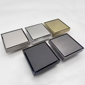 Ống thoát sàn nhà tắm chất lượng cao bằng thép không gỉ, lắp đặt âm sàn, màu đen vàng đồng, lưới lọc vòi sen - Product Image 1