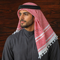 Shemagh Keffiyeh Classique pour Hommes avec Pompons Décoratifs, Style Désert Arabe, Foulard de Tête, Protection Solaire pour Usage Quotidien
