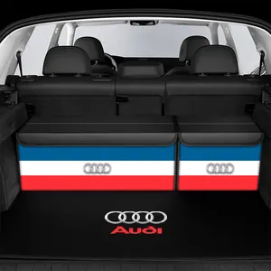 Caja organizadora de maletero de coche de cuero PU plegable multifunción de primera calidad para almacenamiento de maletero y asiento de vehículo SUV