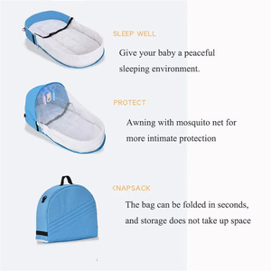 Cuna para Bebé, Tela de Felpa, Diseño Sólido, Plegable, Anti-aplastamiento, Cama Intermedia, Mosquitera, Colchón Cómodo, para Viajes - Product Image 5