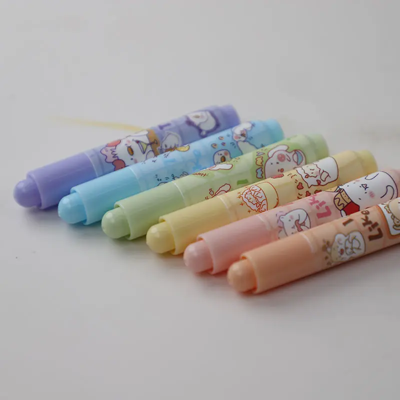 Mini Portable Vivid Color Pen Highlighters Safe Ink Pastel Highlighters Pen Set For Kids Writing cute highlighter pen