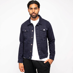Blouson en jean pour homme 2026, bleu foncé, coupe droite, col rabattu, simple boutonnage, style décontracté, en coton tissé, pour l'automne, en promotion - Product Image 1