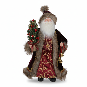 Figura Decorativa de <span class=keywords><strong>Santa</strong></span> <span class=keywords><strong>Claus</strong></span> en Terciopelo Borgoña de Lujo para Navidad, Adornos de Mesa para Decoración, Boutique Navideña - Product Image 3