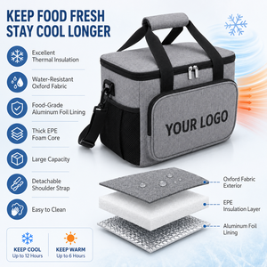 Borsa Termica di Alta Qualità in Oxford 600D, Grande Capacità, Impermeabile, Borsa Pranzo Isolata con Logo Personalizzato per Picnic - Product Image 3