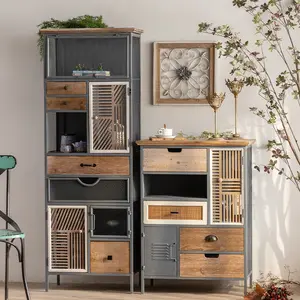 Iron Art Entry Large Cabinet Living Room Storage Cabinets Wooden Bedside Cabinet Chest Of Drawers For Bedroom