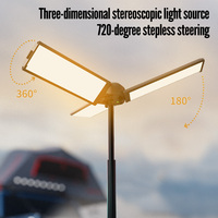 Luz LED recargable plegable para acampar, 5 modos de iluminación, linterna portátil USB, diseño de tres hojas, pantalla de carga