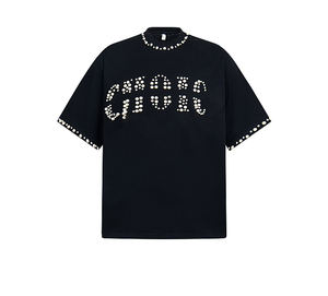 Haute qualité, fabricant de créateur, luxe, grammage lourd, coton, coupe ample, personnalisé, orné de strass et de perles, respirant, 100% - Product Image 2