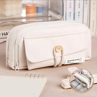 Estuche de Lápices de Lona Kawaii, Estuche de Gran Capacidad con Múltiples Compartimentos, Estilo Coreano, Bolsa para Lápices con Cierre, Estuche de Papelería para Estudiantes