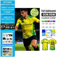 Maillot de football en polyester jacquard sublimé, fabrication directe usine, personnalisable OEM, style passepoil professionnel, unisexe, pour adultes, pour matchs de football