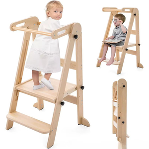 Tour d'apprentissage Montessori en bois 4-en-1 pour enfant, marchepied, échelle, <span class=keywords><strong>table</strong></span> d'aide de cuisine - Prix de gros - Product Image 3