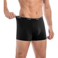 Caleçons Boxers Tricotés en Modal/Coton pour Hommes, Noirs, Extensibles, Anti-Humidité, avec Logo à la Taille – Vente en Gros