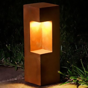 Lampadaire décoratif Art Déco en métal Corten pour jardin - Résistant aux intempéries, étanche, autoportant, boîte à lumière extérieure - Product Image 5
