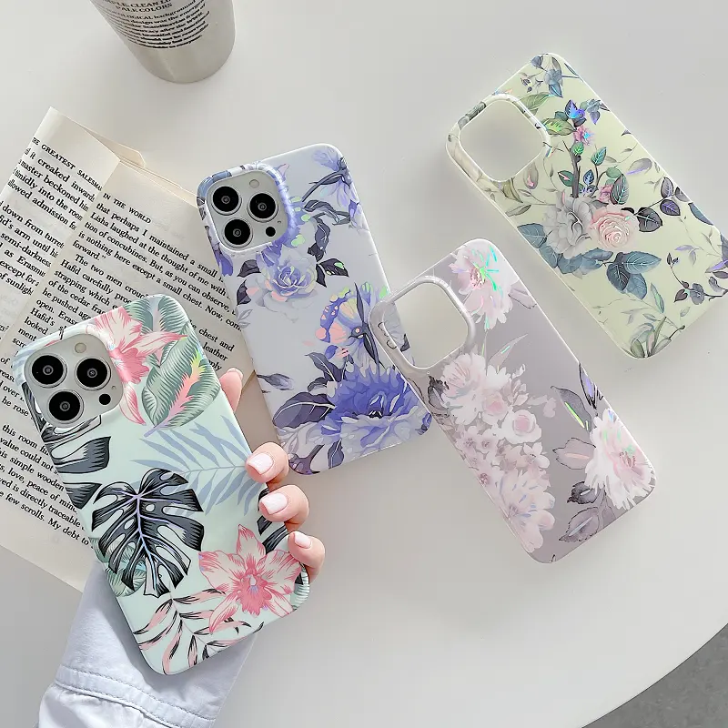 Laser flower case skin cover for iPhone 14 Pro 13 Pro IMD Mobile Phone case For iPhone 13 Promax soft cover