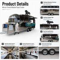 Brillant Nouvel État 304 Barre Mobile En Acier Inoxydable Remorque Alimentaire Cuisine Complète Remorquable Snack Food Truck avec Application de Chips