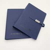 Reliure à 6 anneaux en cuir PU bleu marine personnalisée, couverture de journal d'écriture A5, planificateur avec fermeture magnétique