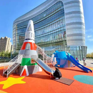 Tobogán de acero inoxidable para exteriores, estructura de escalada con forma de cohete, combinación de tobogán para parques de atracciones. - Product Image 1