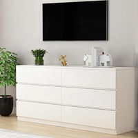 Commode de meubles de chambre à coucher directe d'usine en bois simple avec ensembles de chambre à coucher à 6 tiroirs panneau contemporain YIFAN MDF blanc, noir