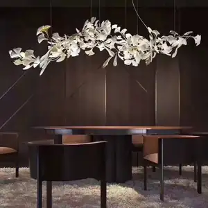 Современная простая керамическая ресторанная лампа AOSIHUA в виде листьев гинкго, постмодерн, дизайнерский отдел продаж, арт-люстра в виде ветвей для отеля