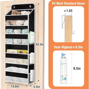 Over The Door Organizer 10 Pockets Black Hanging <b>Storage</b> For Bedroom Dorm With Side Mesh Pockets - Product Image 2