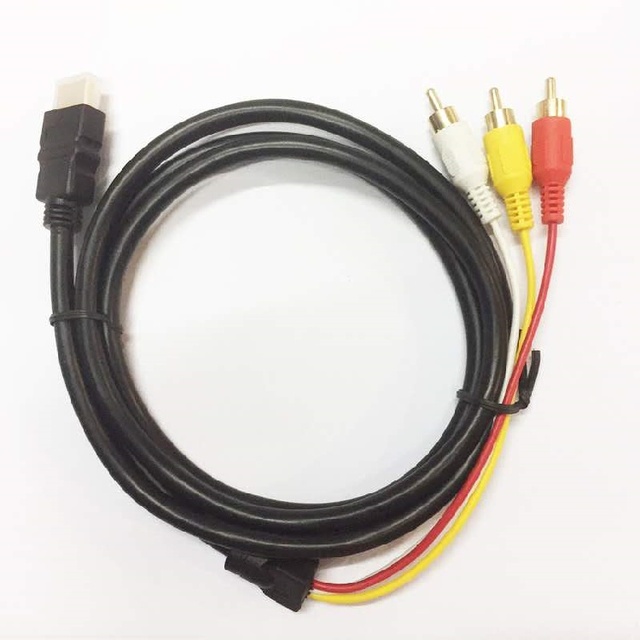 High Definition HDMI to 3RCA Cable 1.5M Gold Plated Male to Male AV Composite Adapter for Old TV DVD Projector Home Theater