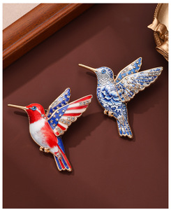 Broche en alliage plaqué motif drapeau national et colibri, pour la Fête de l'Indépendance et l'événement sportif de football, pour femme - Product Image 3