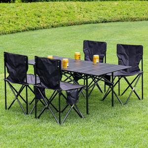 Ensemble de jardin pliable d'extérieur, table et chaises en métal 4 places, portable pour le camping, le pique-nique et la pêche - Product Image 1