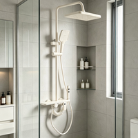 Ensemble de douche moderne blanc crème avec corps de valve en laiton massif, système de douche pluie multifonction pour la rénovation des salles de bain à domicile et à l'hôtel