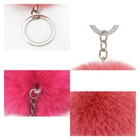 Fabrikneuer 2,7 Zoll (7 cm) günstiger, personalisierter, schlichter, flauschiger, niedlicher Kunstfell-Pompon-Schlüsselanhänger für Partygeschenke