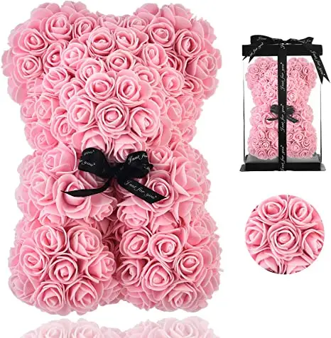 Wholesale High Quality 25cm 40cm 70cmPe Foam Artificial Flower Rose Teddy Bear for Valentine Mother's Day Gift