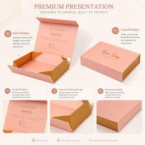 Pink Rigid Cosmetic <b>Box</b> With Gold Foil Logo And Custom Interior Design For High-End Packaging - Product Image 4