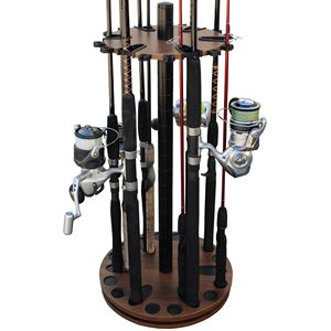 Noyer foncé 24 porte-canne à pêche en <span class=keywords><strong>bois</strong></span> rond sans outil <span class=keywords><strong>support</strong></span> d'assemblage stockage supports <span class=keywords><strong>de</strong></span> canne à pêche - Product Image 1