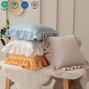 Funda de cojín para sofá con <span class=keywords><strong>volantes</strong></span> franceses, cremallera oculta, funda de almohada decorativa para el hogar y hotel, OEM ODM - Product Image 1
