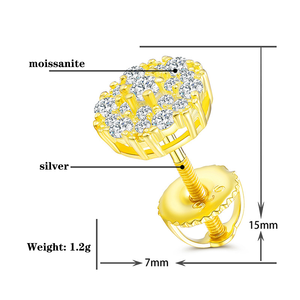 Orecchini alla moda orecchini a cerchio in <span class=keywords><strong>argento</strong></span> Sterling placcato oro 18K <span class=keywords><strong>925</strong></span> con pietre preziose Moissanite <span class=keywords><strong>Piercing</strong></span> uomo donna orecchini appannati - Product Image 2