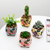 Poterie grossière coréenne en relief peinte à la main en céramique respirante pouce succulent mini pots de fleurs