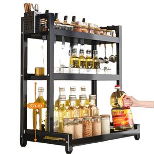 Modern 3-Tier Multi-Functional Metal Countertop Spice Organizer <b>Kitchen</b> Organizer with Seasoning <b>Storage</b> Rack - Product Image 1