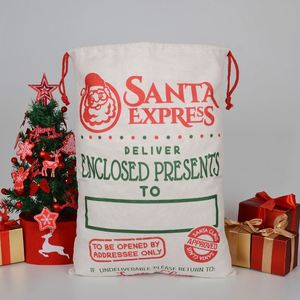 Sac de Noël classique en lin avec cordon de serrage, grand sac cadeau écologique pour le Père Noël, vente chaude - Product Image 3