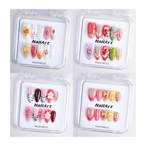 Venta al por mayor 10 piezas 100% hecho a mano acrílico prensa <span class=keywords><strong>en</strong></span> las <span class=keywords><strong>uñas</strong></span> nuevo diseño 3D flor pintada a mano 10 piezas <span class=keywords><strong>uñas</strong></span> artificiales - Product Image 1