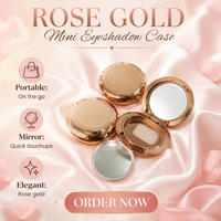 Vente en gros de boîtes à fards à paupières vides en or rose, mini palette cosmétique compacte, miroir de poche en métal portable pour cadeau