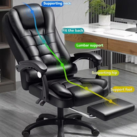 Chaise de bureau ergonomique à dossier haut, chaise de direction moderne pivotante avec accoudoirs, chaise de jeu pour ordinateur à domicile en cuir PU avec fonction massage