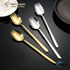 Stainless Steel Spoon Fork Combo Set 4-Pack Dual-Use Utensils for Noodles Salad Dessert Outdoor Dining - Product Image 5