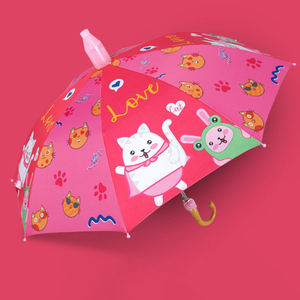 Parapluie droit en fibre <span class=keywords><strong>de</strong></span> verre <span class=keywords><strong>de</strong></span> 17 pouces pour enfants, cadeaux d'affaires personnalisables, petits parapluies légers coupe-vent en plastique mignons - Product Image 3